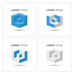 Poster - Cube isometric design logo template.