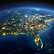 Detailed Earth. North America. USA. Gulf Of Mexico And Florida O