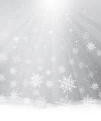 Wall Mural - vector gray background with snowflakes, lights and stars.