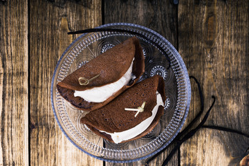 Wall Mural - Chocolate crepes with cream