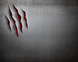 claw cuts on scratched metal background