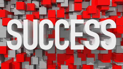 Poster - Extruded Success text with blue abstract backround filled with c