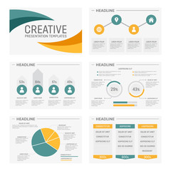 Wall Mural - Vector template for multipurpose presentation slides with graphs and charts. Infographic element and symbol icon template. Powerpoint templates and themes