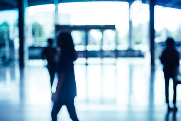 Aufkleber - Blur background,silhouette of Business man walking at corridor i