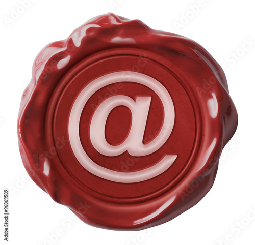Red wax email seal with com...