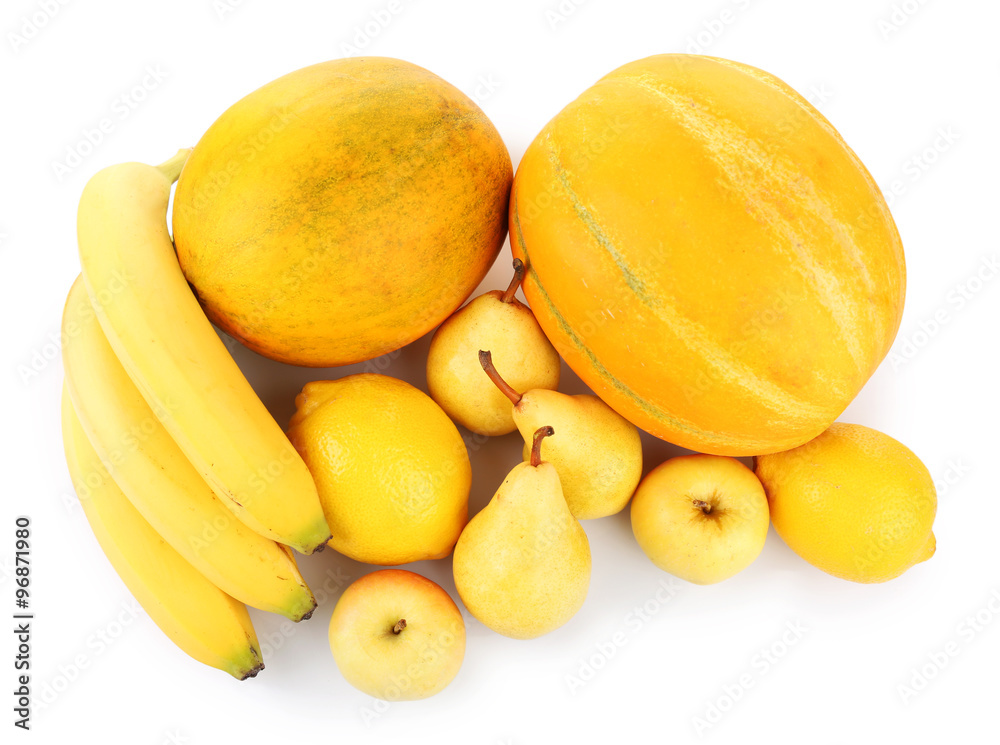 Bright fruit and vegetables composition isolated on white