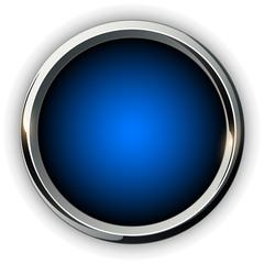 Wall Mural - Blue 3D button with metallic elements