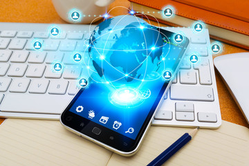 Poster - Mobile phone with social network application