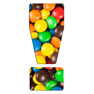Letters from candy alphabet isolated on white.