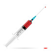 Realistic medical syringe with blood sample inside