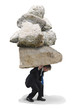 © Michael O'Keene - Business man under a huge pile of rocks who is feeling the pressure and stress of this big challenge.