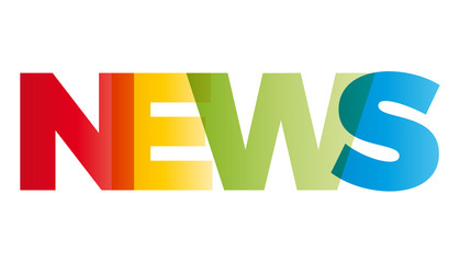 Wall Mural - the word news. vector banner with the text colored rainbow.