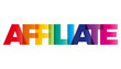 The word Affiliate. Vector banner with the text colored rainbow.
