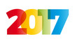 The word 2017. Vector banner with the text colored rainbow.