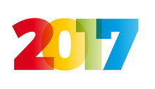The Word 2017. Vector Banner With The Text Colored Rainbow.