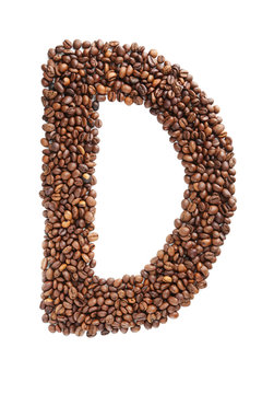 Coffee beans letter isolated on a white