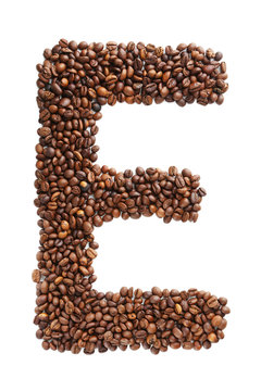 Coffee beans letter isolated on a white