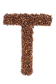 Coffee beans letter isolated on a white