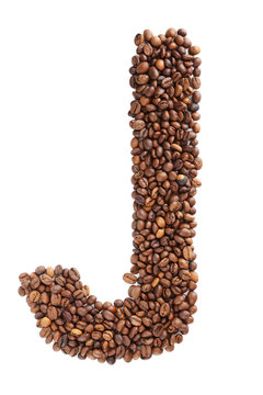 Coffee beans letter isolated on a white