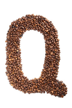 Coffee beans letter isolated on a white