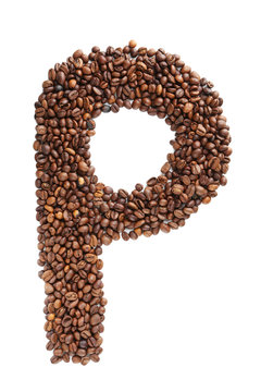 Coffee beans letter isolated on a white