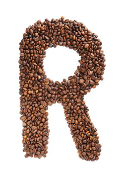 Coffee beans letter isolated on a white