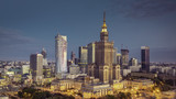 Aerial view of Warsaw Downtown at srunrise, Poland