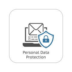 Sticker - Personal Data Protection Icon. Flat Design.