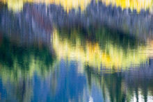 Abstract Blur Reflections Of Forest In Lake Background
