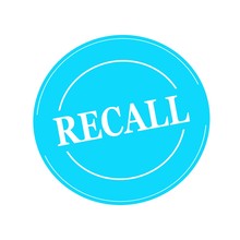 Recall White Stamp Text On Circle On Blue Background