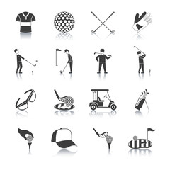 Wall Mural -  Golf Black White Icons Set 