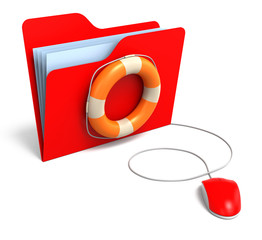 Poster - Data folders in life buoy. Rescuing your files concept