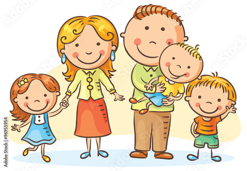 Happy family with three children