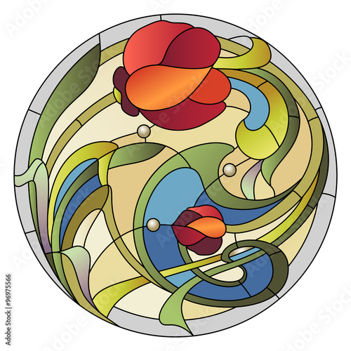 Naklejka - mata magnetyczna na lodówkę Stained glass pattern