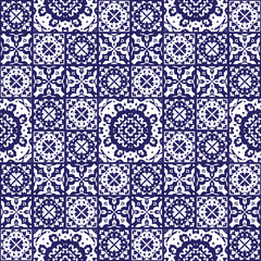 Naklejka na meble Vector abstract seamless background Blue and white. Geometric patterns, squares and circles with geometric designs