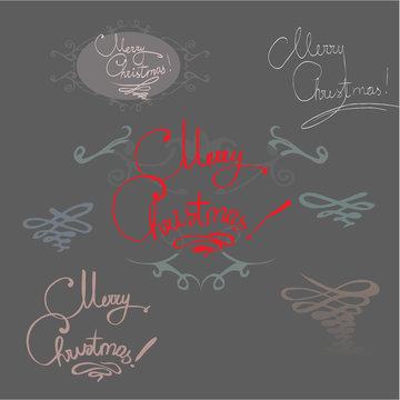 Template greeting handwriting calligraphy new year background vector, Merry Christmas