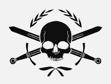 Skull And Crossed Sword Medieval Black Emblem