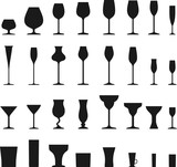 Fototapeta  - Set of different silhouettes wine glasses isolated on white background. Vector illustration