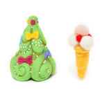 Fototapeta Psy - Decoration toys Christmas tree and ice cream made ​​of wool