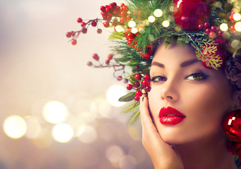 Poster - Christmas holiday makeup closeup
