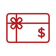 Shopping gift card line art icon for apps and websites