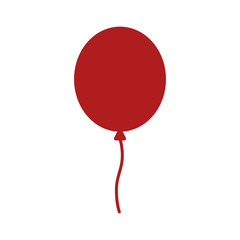 Red balloon with string flat icon