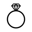 Diamond engagement ring line art icon for websites