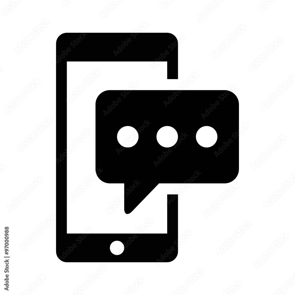 SMS phone text message flat icon for apps and websites - obrazy, fototapety, plakaty 