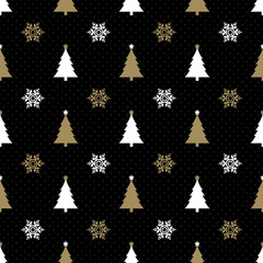 Canvas Print - Christmas seamless black and gold