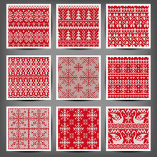 Set Of Seamless Knitted Patterns.