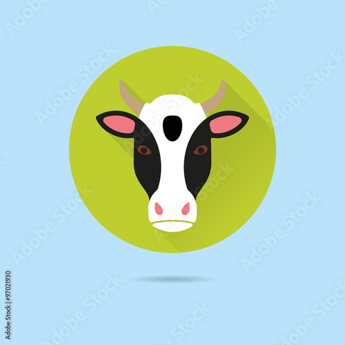 Cow Flat Design Vector Icon Stock Vector | Adobe Stock