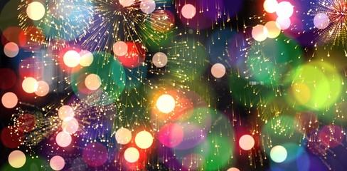 Poster - Colourful fireworks exploding on black background