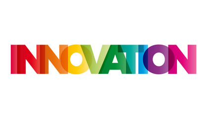 Wall Mural - the word innovation. vector banner with the text colored rainbow