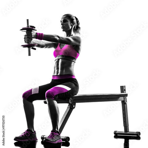 Naklejka na meble woman fitness exercises weights silhouette